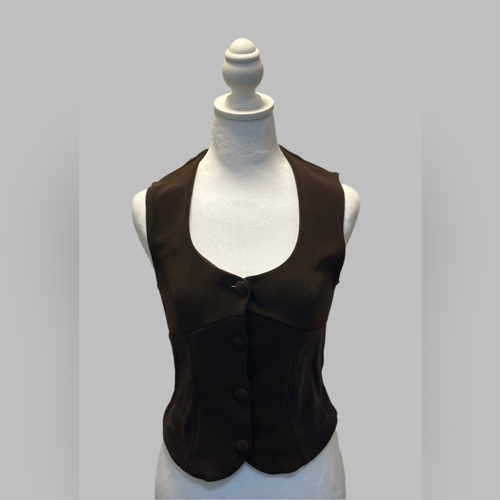 Brown Mini Button Top